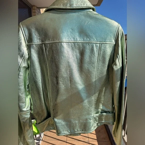 Walter Baker Allison Metallic Leather Moto Jacket -Lambskin - Size S NEW - Picture 6 of 17